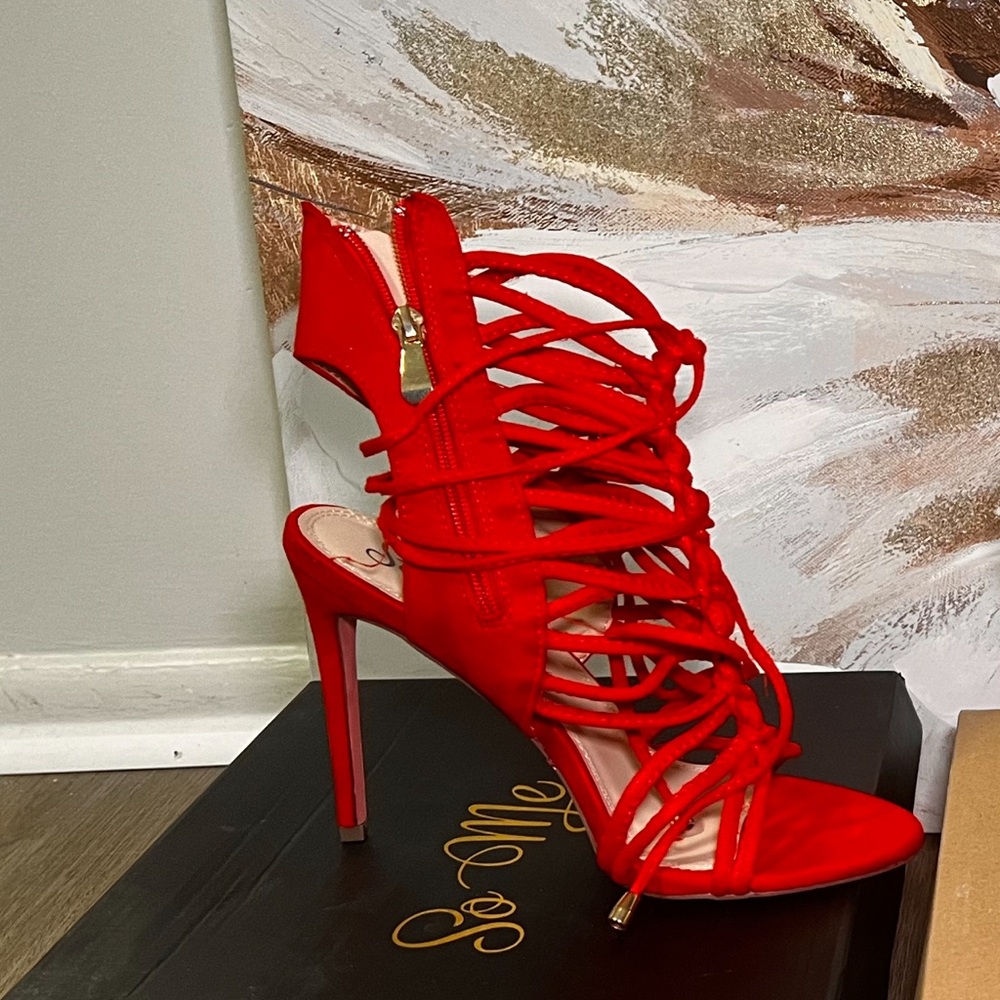 Elegant Red Strappy Heels